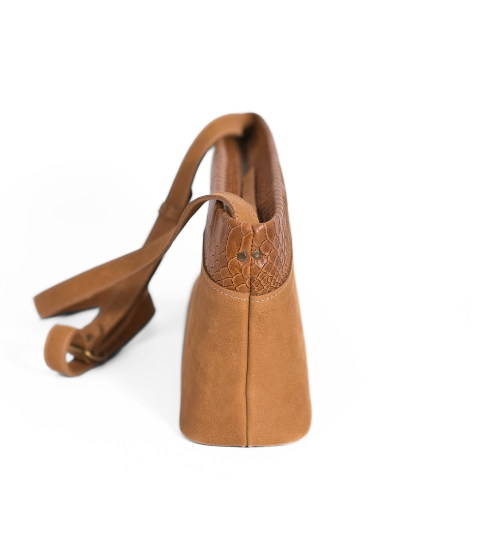 No Waste Femme Bag - Cognac Snake