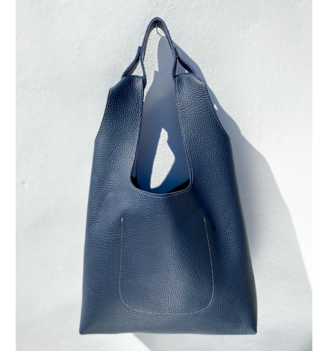 No Waste Shopper - Navy Blue Pebbled